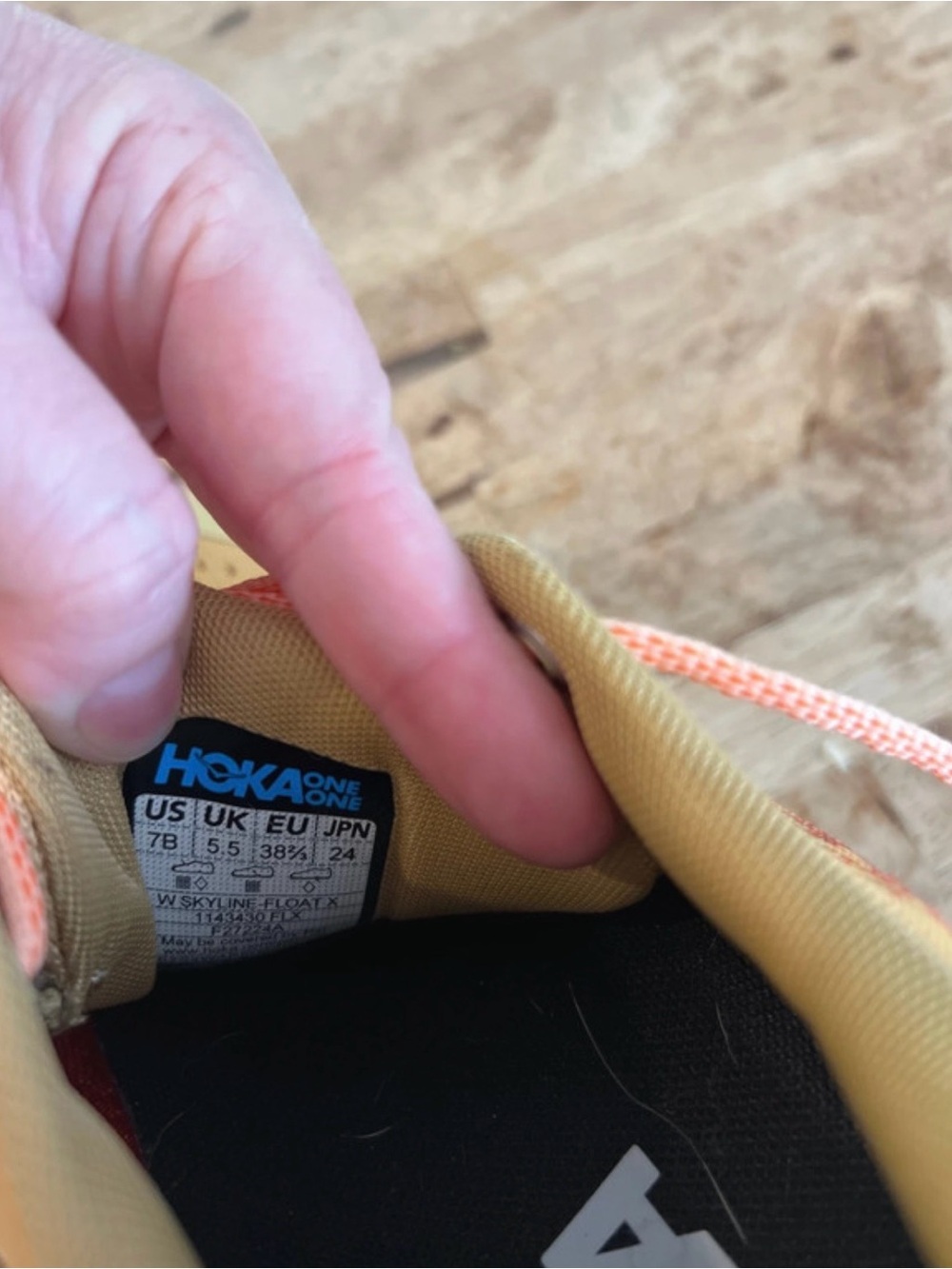 Hoka Women's Trail Runner in Yellow with Peach Accents- Vibram - Picture 9 of 11
